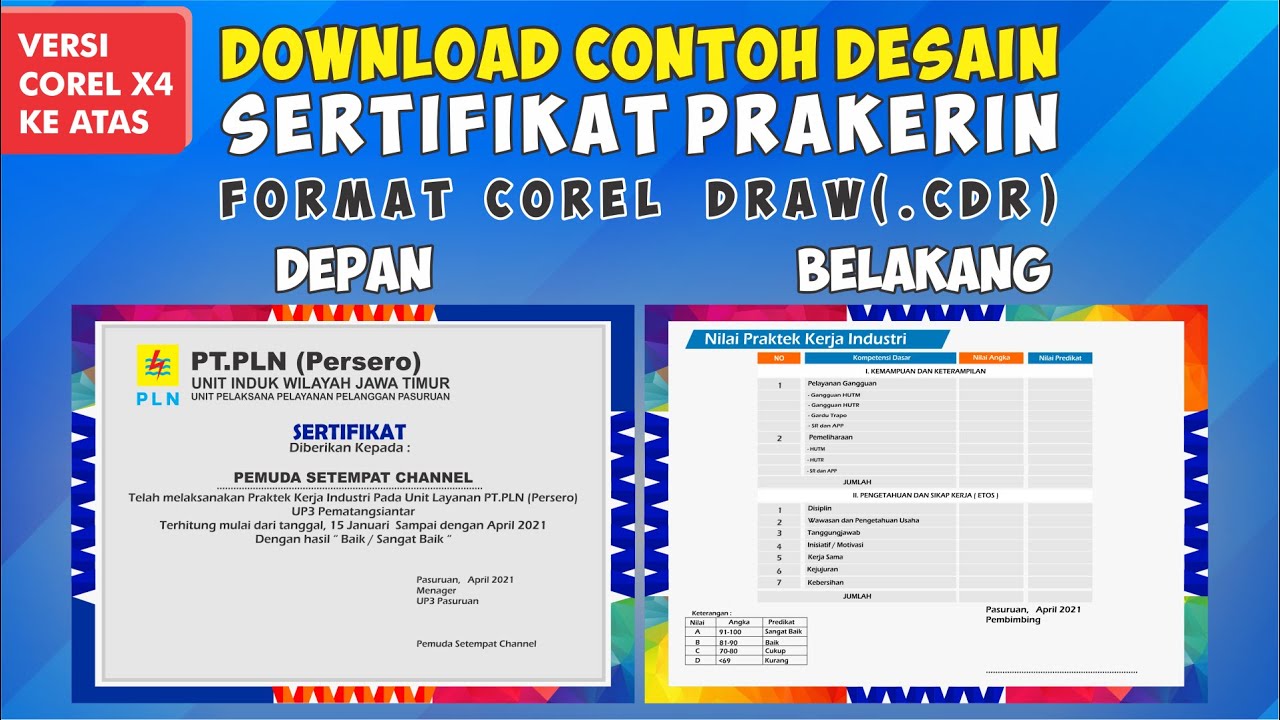 Download Contoh Desain Sertifikat Prakerin Format Corel Cdr