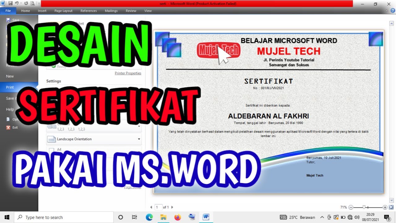 Cara Membuat Desain Sertifikat Dengan Ms Word 2013 Hongkoong Hot Sex